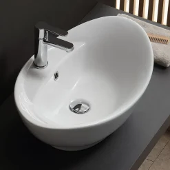 Vasque À Poser|Kiamami Valentina Lavabo De Salle De Bain En Céramique Blanche De Forme Ovale