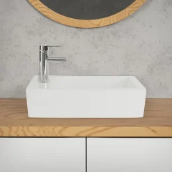 Ml-Design Lavabo de salle de bain vasque à poser toilette blanc en céramique 510 x 250 mm
