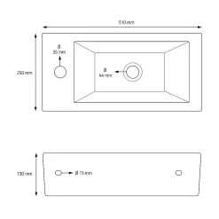 Ml-Design Lavabo de salle de bain vasque à poser toilette blanc en céramique 510 x 250 mm