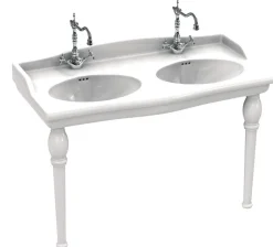 Lavabo|Sarreguemines Lavabo double vasques Louxor sur colonnettes