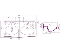 Lavabo|Sarreguemines Lavabo double vasques Louxor sur colonnettes