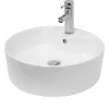 Vasque À Poser|ECD Germany Lavabo en ceramique blanc vasque a poser rond Evier moderne toilette 460x155mm