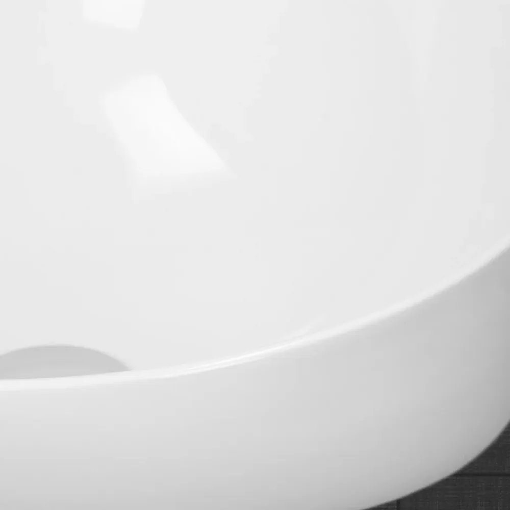 ECD Germany Lavabo en ceramique blanc vasque a poser rond Evier design moderne 400x400mm