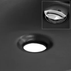 Luxebath Lavabo en ceramique noir mat vasque a poser ronde pour salle de bain 400x155 mm