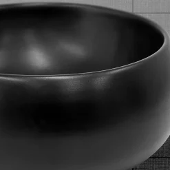 Luxebath Lavabo en ceramique noir mat vasque a poser ronde pour salle de bain 400x155 mm