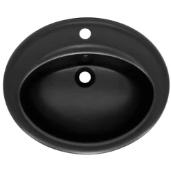 Vasque À Encastrer|Luxebath Lavabo en ceramique noir mat vasque encastre pour salle de bain 570x485x195 mm