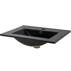 Vasque À Encastrer|Luxebath Lavabo en ceramique noir mat vasque encastrer pour salle de bain 615x470x175 mm