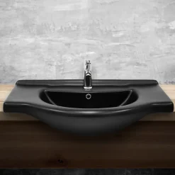 Vasque À Encastrer|Luxebath Lavabo en ceramique noir mat vasque encastre pour salle de bain 870x505x225 mm