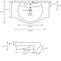 Vasque À Encastrer|Luxebath Lavabo en ceramique noir mat vasque encastre pour salle de bain 870x505x225 mm