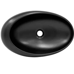 Vasque À Poser|Luxebath Lavabo en ceramique noir mat vasque a poser pour salle de bain 585x375x145 mm