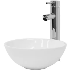 Vasque À Poser|Ml-Design Lavabo en ceramique pour salle de bain lavabo a poser forme ronde 28x11,6 cm