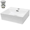 Lavabo|ECD Germany Lavabo en céramique blanc avec garniture de vidage vasque à poser 415 x 360 mm