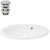 Ml-Design Lavabo en céramique blanc avec garniture de vidage et trop-plein