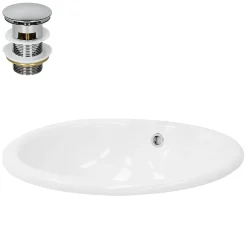Ml-Design Lavabo en céramique blanc avec garniture de vidage et trop-plein