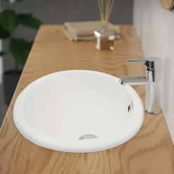 Ml-Design Lavabo en céramique blanc avec garniture de vidage et trop-plein