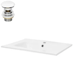 Vasque À Encastrer|Ml-Design Lavabo en céramique blanc avec garniture de vidage et trop-plein 610x165x460 mm