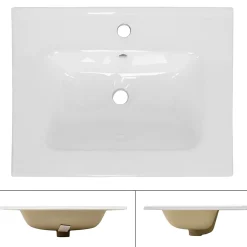 Vasque À Encastrer|Ml-Design Lavabo en céramique blanc avec garniture de vidage et trop-plein 610x165x460 mm