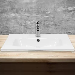 Vasque À Encastrer|Ml-Design Lavabo en céramique blanc avec garniture de vidage et trop-plein 610x165x460 mm