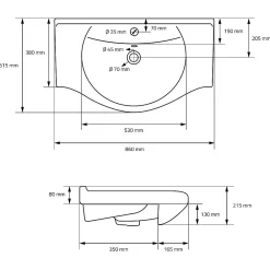 Vasque À Encastrer|Luxebath Lavabo en céramique blanc avec garniture de vidage et trop-plein
