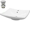 Vasque À Poser|ECD Germany Lavabo en céramique blanc avec garniture de vidage lave-mains moderne 605x165 mm