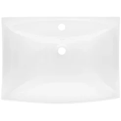 Vasque À Poser|ECD Germany Lavabo en céramique blanc avec garniture de vidage lave-mains moderne 605x165 mm