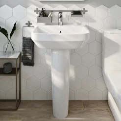 GoodHome Lavabo en céramique, blanc, l.55 cm Teesta