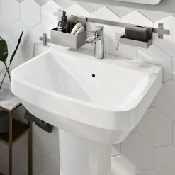 GoodHome Lavabo en céramique, blanc, l.55 cm Teesta