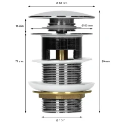 ECD Germany Lavabo en céramique blanc avec garniture de vidage vasque encastrer 610x465 mm