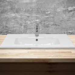 Ml-Design Lavabo en céramique blanc avec garniture de vidage et trop-plein