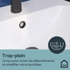 Lavabo|GoodHome Lavabo en céramique blanc brillant l.55,5 x H.19,1 x P.47,2 cm Tasi