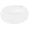 Vasque À Poser|ECD Germany Lavabo en céramique blanc vasque èvier à poser design rond moderne 400 mm