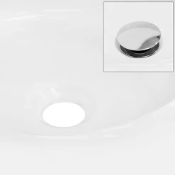 Vasque À Poser|ECD Germany Lavabo en céramique blanc vasque èvier à poser design rond moderne 400 mm