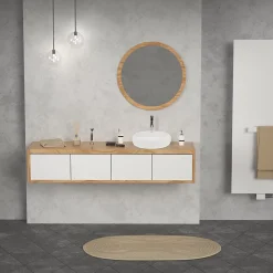 Vasque À Poser|ECD Germany Lavabo en céramique blanc vasque èvier à poser design rond moderne 400 mm