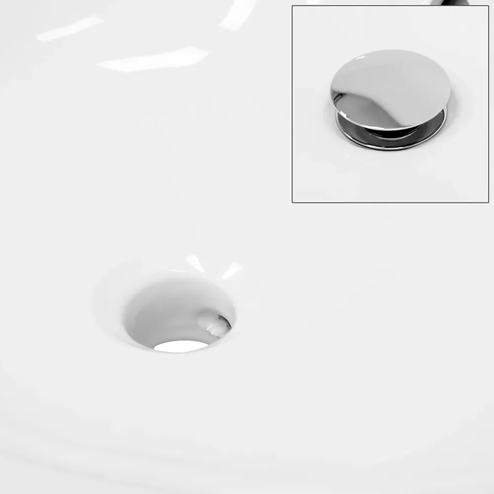 ECD Germany Lavabo en céramique blanc avec garniture de vidage lave-mains moderne 590x390 mm