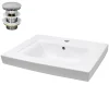Vasque À Encastrer|ECD Germany Lavabo en céramique blanc avec garniture de vidage lave-mains moderne 605x465 mm