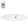 Vasque À Encastrer|Luxebath Lavabo en céramique blanc avec garniture de vidage et trop-plein 570x195x485 mm