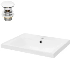Vasque À Encastrer|Ml-Design Lavabo en céramique blanc avec garniture de vidage et trop-plein 510x155x415 mm