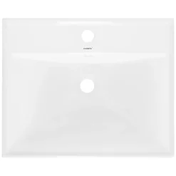 Vasque À Encastrer|Ml-Design Lavabo en céramique blanc avec garniture de vidage et trop-plein 510x155x415 mm