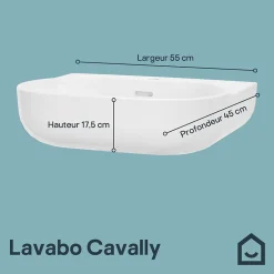Lavabo|GoodHome Lavabo en céramique, blanc, l.55 cm Cavally
