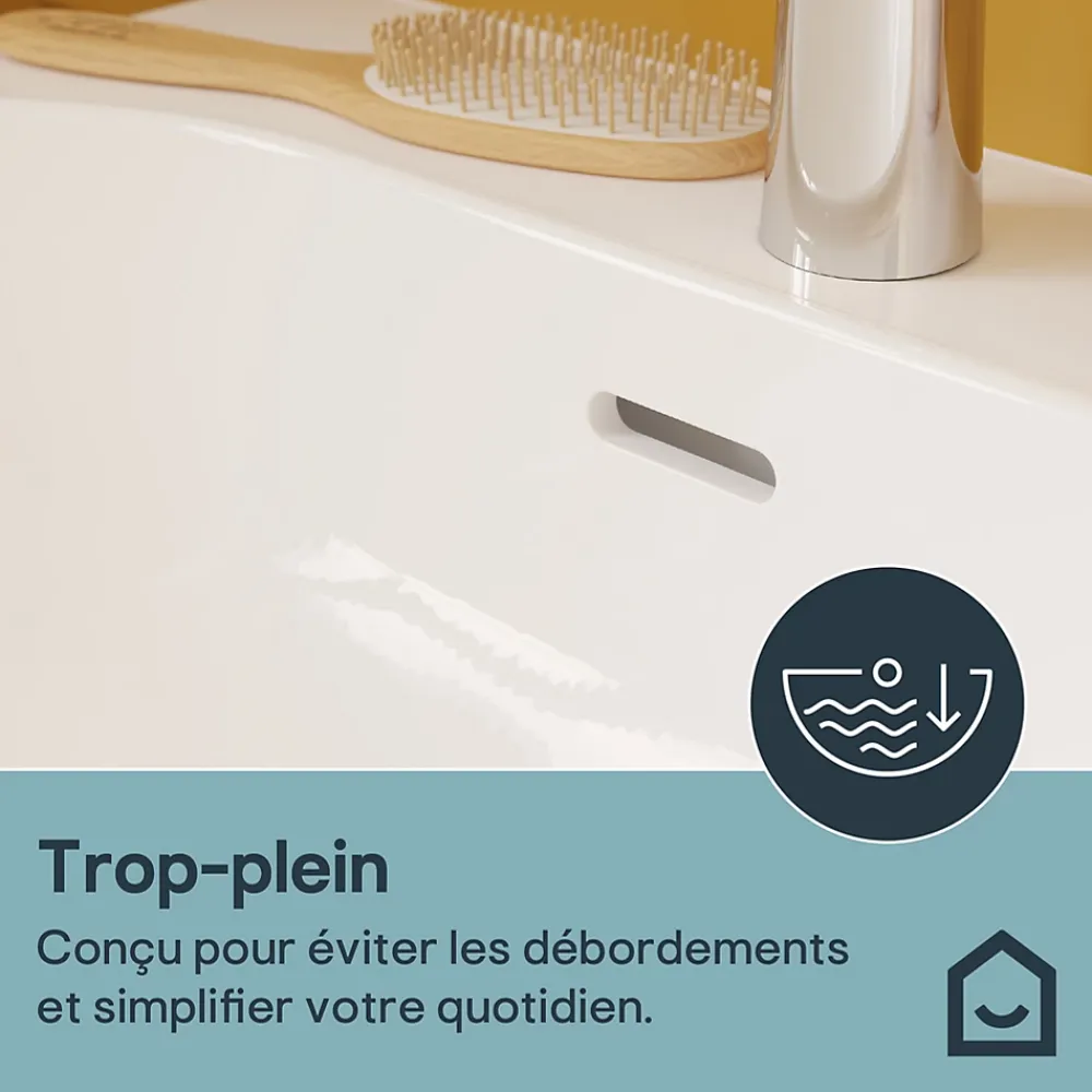 Lavabo|GoodHome Lavabo en céramique, blanc, l.55 cm Cavally