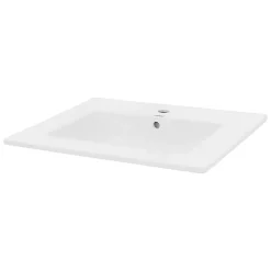 ECD Germany Lavabo en céramique blanc avec garniture de vidage et trop-plein 610x465x175 mm