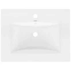 ECD Germany Lavabo en céramique blanc avec garniture de vidage et trop-plein 610x465x175 mm