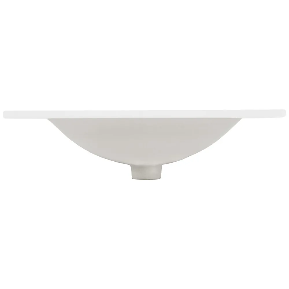 ECD Germany Lavabo en céramique blanc avec garniture de vidage et trop-plein 610x465x175 mm