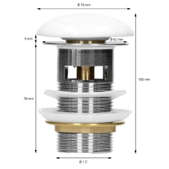ECD Germany Lavabo en céramique blanc avec garniture de vidage et trop-plein 610x465x175 mm