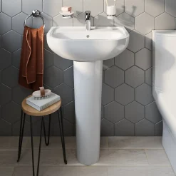 GoodHome Lavabo en céramique blanche l.57 cm Cavally