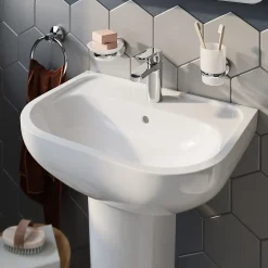 GoodHome Lavabo en céramique blanche l.57 cm Cavally