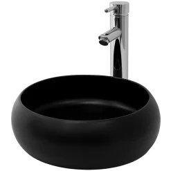 Ml-Design Lavabo en céramique noir avec garniture de vidage lave-mains moderne 350x120 mm