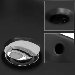 Lavabo|Ml-Design Lavabo en céramique noir lave-mains avec garniture de vidage 590x380x190 mm