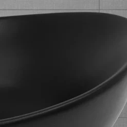 Lavabo|Ml-Design Lavabo en céramique noir lave-mains avec garniture de vidage 590x380x190 mm