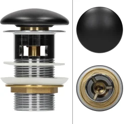 Lavabo|Ml-Design Lavabo en céramique noir lave-mains avec garniture de vidage 590x380x190 mm